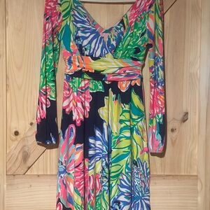 Lilly Pulitzer Pink and Green V-Neck Sundress